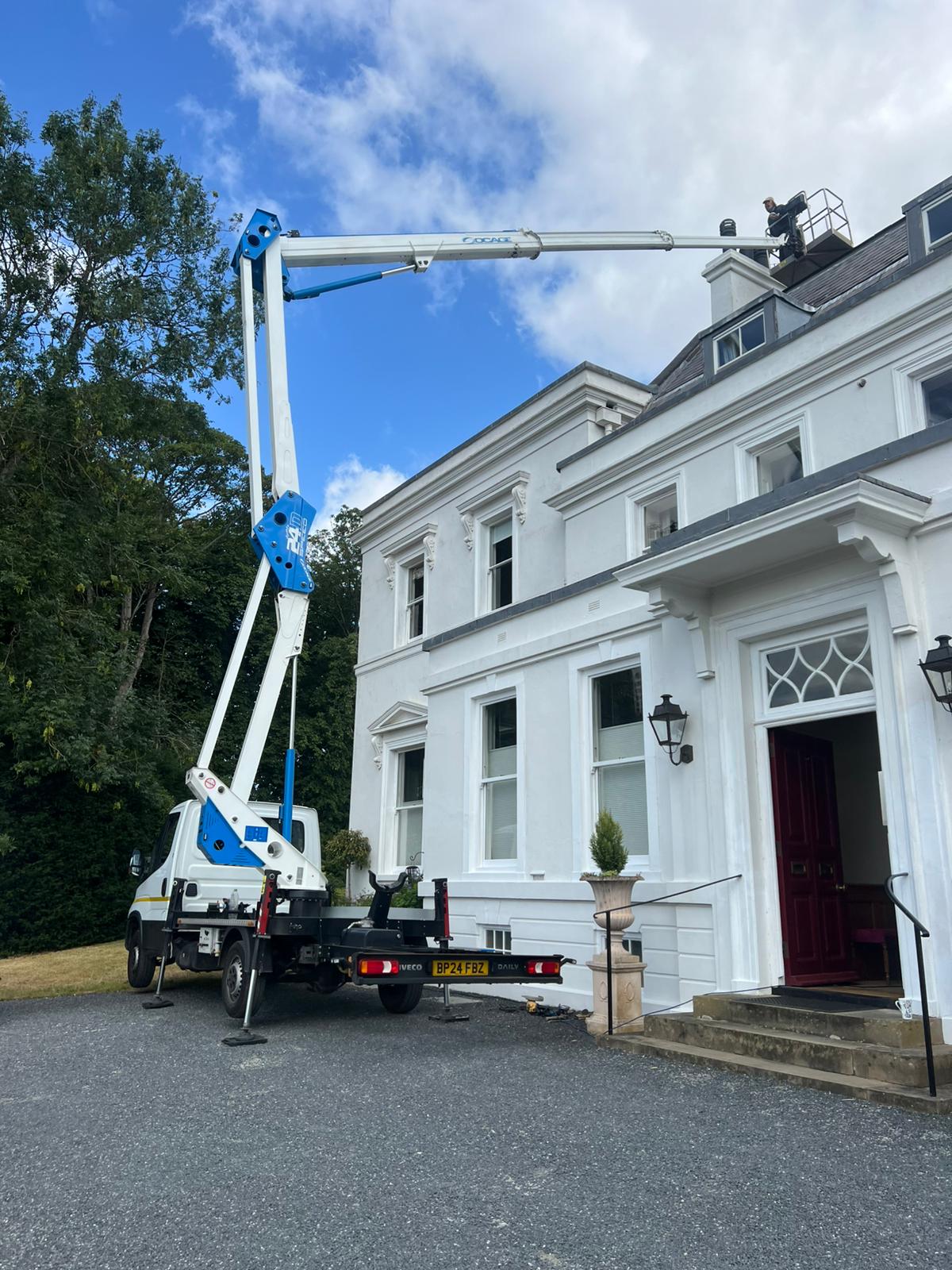 Chimney repair from cherry picker in Ampthill